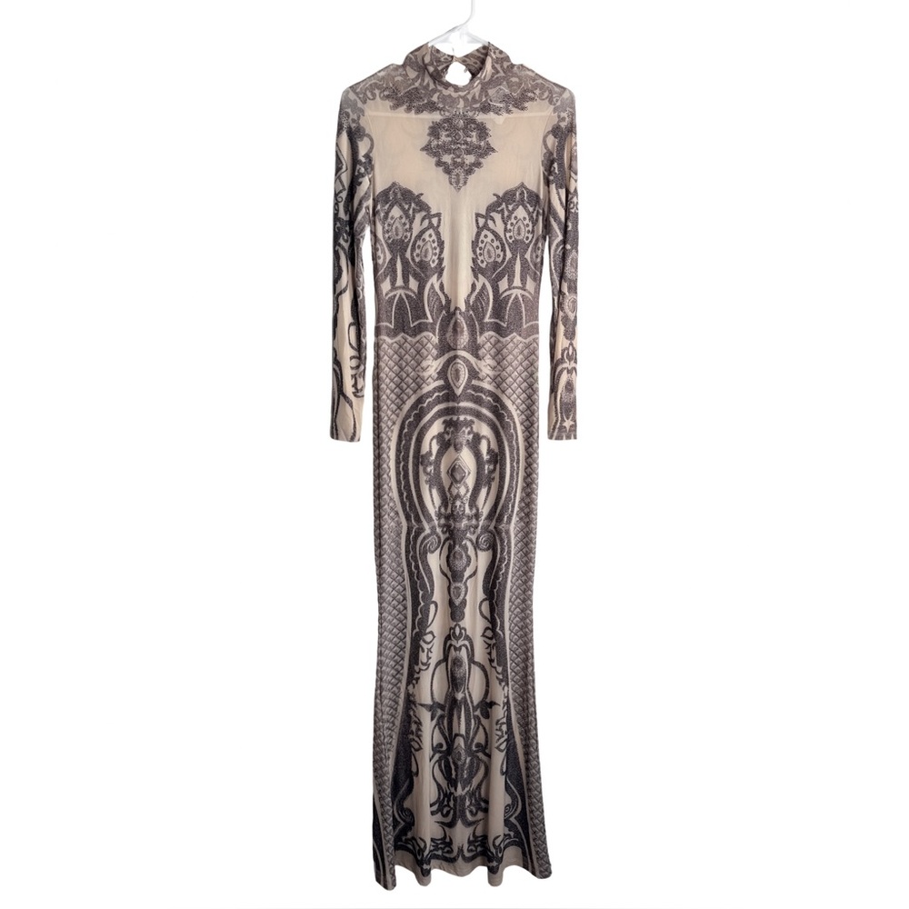 KIKIRIKI Tattoo Mesh Maxi Dress Size M - Picture 6 of 11